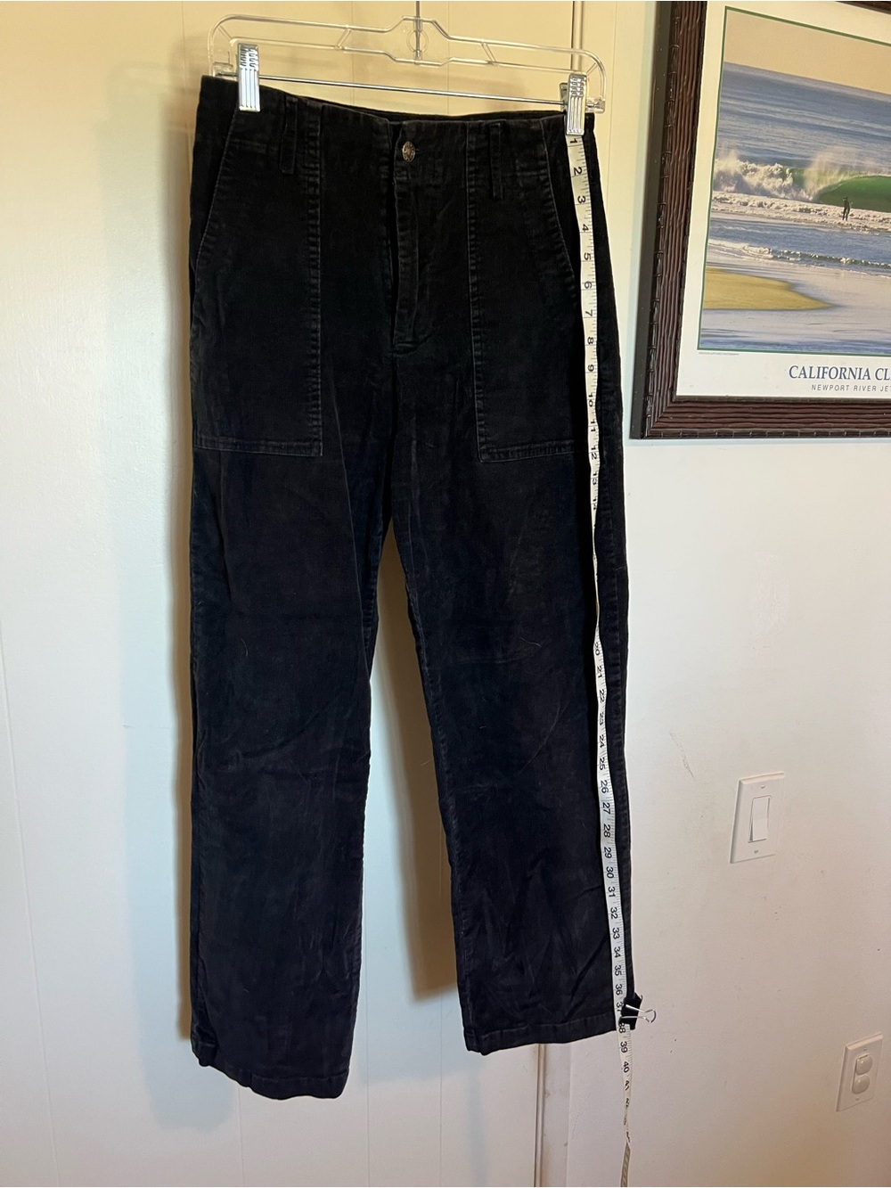 Women's Black Straight-Leg Corduroy Pants